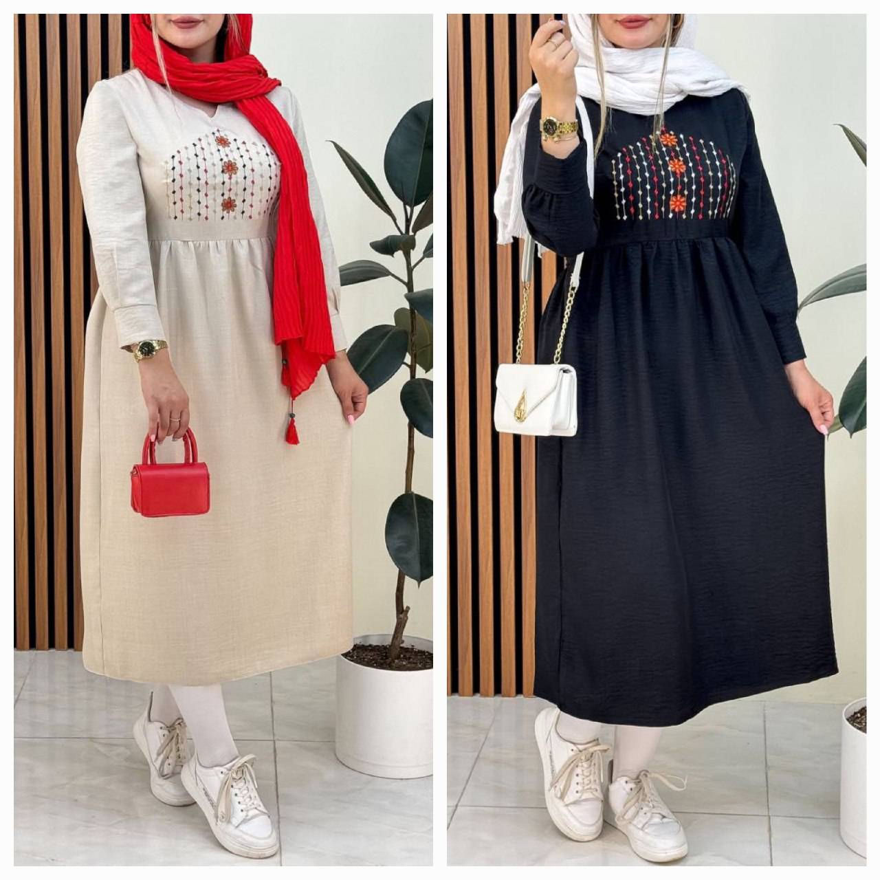 پیراهن یقه گلدوزی نسیم